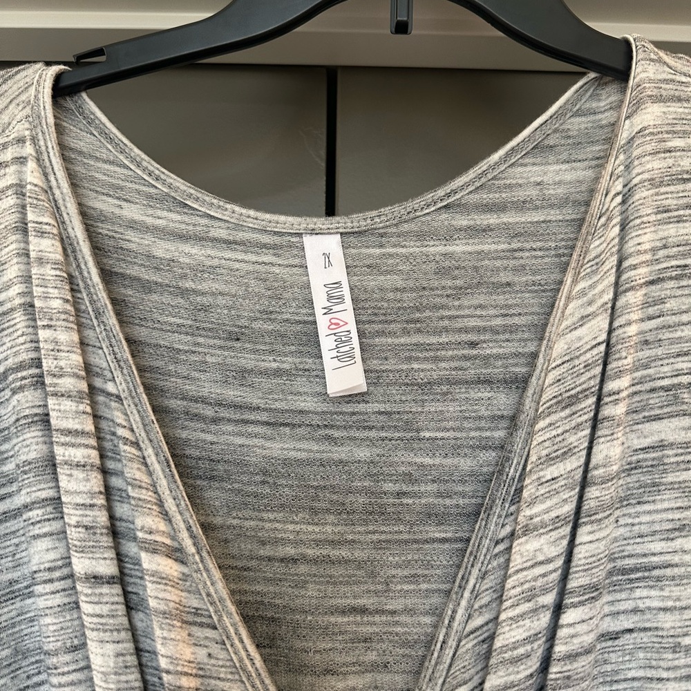 Latched Mama Gray Striped Jumpsuit - Picture 2 of 2